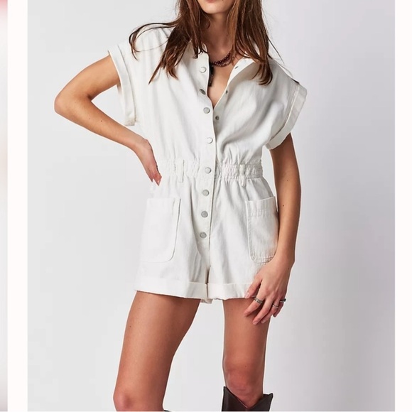 Blank NYC Pants - Blank NYC White Denim Short Coverall Romper NWT